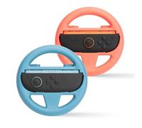 Nitho Racing Wheel Compatible with Switch 2 Controllers, Steering Wheel Grip for Racing Karting Games, Easy Snap-In Design, Gaming Accessory for Switch 2 (Pack of 2, Blue & Red)