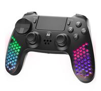 Nitho RGB Wireless Controller for PS4/PC/Android/iOS/Windows, Gaming Controller with RGB LED Lights and Hexagonal Design, Gamepad Joystick with Vibration, 6-Axis Motion Sensor, 3.5mm Audio Jack