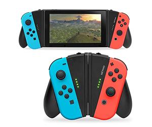 Nitho V-Grip Handle Compatible with Switch Joy-Con Controllers, 30 Degrees V-Shape Grip Comfort Design, Handheld Remote Joystick with 2 Playing Modes, as Console Grip or Joy-Grip