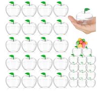 Nitial 60 Pcs Rosh Hashanah Plastic Apple Container Candy Boxes Bulk Apple Container Candy Holder Bobbing Apples Shaped Jars Teacher Gifts for Christmas Halloween Wedding Party Favor(Clear)
