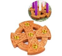 Nitial Advent Candle Holder for Christian Wood Nativity Candle Holder with Metal Celtic Knot for Xmas Candles Centerpiece Decorations Religious Gift(Fresh)