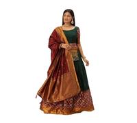Nitimatta lehenga choli for women readymade Indian wedding party wear outfits for women, Dark Green & Maroon, XL