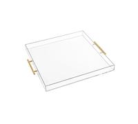 NITINOL 21×21 Inches Large Clear Acrylic Serving Tray with Handles Spill Proof Trays for Coffee Table Bathroom Kitchen Office