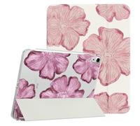 NITITOP Compatible for iPad 10 (2022 10th Generation 10.9-Inch) Case with Pencil Holder Cute Floral Flower Trifold Stand Soft TPU Protective Cover-Pink