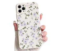 NITITOP Compatible with iPhone 11 Pro Max Case Cute Flower Floral for Women Girl Full Camera Protective Vintage Trendy Slim Fit TPU Shockproof Cover - Purple