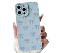 NITITOP Compatible with iPhone 12 Pro Max Case Cute Bow Ribbon Love Heart Pattern Aesthetic Bowknot Design for Women Girls Color Back Soft TPU Shockproof More Protective Cover - Blue