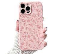 NITITOP Compatible with iPhone 12 Pro Max Case Cute for Women Girl Vintage Flower Floral Leaves Pattern Trendy Slim Fit TPU Silicone Shockproof Girly Fashion Protective Phone - Pink