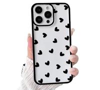 NITITOP Compatible with iPhone 13 Pro Max Case Cute Clear Black Love Heart Pattern for Girls Women Soft TPU Transparent Colourful Frame Full Camera Lens Shockproof Protective Cover - Black