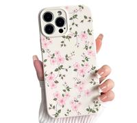 NITITOP Compatible with iPhone 14 Pro Case Cute Flower Floral for Women Girl Full Camera Protective Vintage Trendy Slim Fit TPU Shockproof Cover - Pink