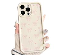NITITOP Compatible with iPhone 14 Pro Max Case Cute Bow Ribbon Love Heart Design Aesthetic Bowknot Pattern Women Girls Full Camera Soft Silicone Shockproof Protective Phone Cover - White