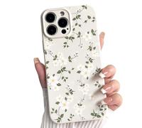 NITITOP Compatible with iPhone 14 Pro Max Case Cute Flower Floral for Women Girl Full Camera Protective Vintage Trendy Slim Fit TPU Shockproof Cover - White