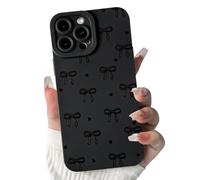 NITITOP Compatible with iPhone 15 Pro Max Case Cute Bow Ribbon Love Heart Pattern Aesthetic Bowknot Design for Women Girls Color Back Soft TPU Shockproof More Protective Cover - Black