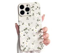 NITITOP Compatible with iPhone 16 Pro Case Cute Flower Floral for Women Girl Full Camera Protective Vintage Trendy Slim Fit TPU Shockproof Cover - White