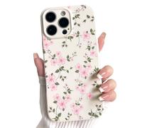 NITITOP Compatible with iPhone 16 Pro Max Case Cute Flower Floral for Women Girl Full Camera Protective Vintage Trendy Slim Fit TPU Shockproof Cover - Pink