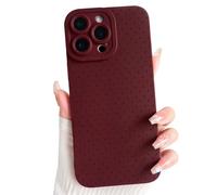 NITITOP Compatible with iPhone 16 Pro Max Case Cute Little Polka Dot Aesthetic Pattern for Women Girls Men Stylish Full Camera Soft Silicone Shockproof More Protection Cover - Wine Red