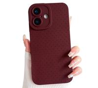 NITITOP Compatible with iPhone 17 Case Cute Little Polka Dot Aesthetic Pattern for Women Girls Men Stylish Full Camera Soft Silicone Shockproof More Protection Cover - Wine Red