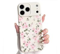 NITITOP Compatible with iPhone 17 Pro Case Cute Flower Floral for Women Girl Full Camera Protective Vintage Trendy Slim Fit TPU Shockproof Cover - Pink