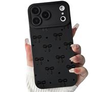 NITITOP Compatible with iPhone 17 Pro Max Case Cute Bow Ribbon Love Heart Pattern Aesthetic Bowknot Design for Women Girls Color Back Soft TPU Shockproof More Protective Cover - Black