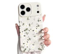 NITITOP Compatible with iPhone 17 Pro Max Case Cute Flower Floral for Women Girl Full Camera Protective Vintage Trendy Slim Fit TPU Shockproof Cover - White