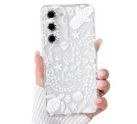 NITITOP Compatible with Samsung Galaxy S23 Case Cute Clear Sea Ocean Design Whale Animal Shell Pattern for Women Men Girls Full Camera Lens Shockproof Protective Phone Cover - White Turtle