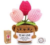 Nitlak Positive Crochet Gifts for Women/Men, Tulip Flowers Emotional Support Thank You Gifts for Wife Husband, Friends Teachers with Thanks Card for Anniversary, Christmas, Birthday -to My Love