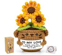 Nitlak Positive Crochet Sunflower with Card-to My Love, Thank You Gifts, Appreciation Gifts for Couples Wife Husband, Emotional Support Crochet for Anniversary, Christmas, Birthday