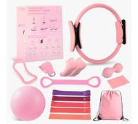 NITMTYOU Home Pilates Essentials Kit for Women - Complete Set with 9" Yoga Ball, Figure 8 Resistance Band, Pilates Bands, Accessories, and Pilates Ring - Perfect for Beginners Home Workouts