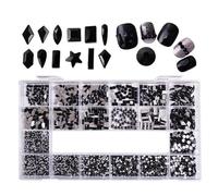 NITONAMI Shiny Diamond Nail Art Rhinestones Kit Glass Crystal Decorations Set 1pcs Grids Box 21 Shapes of 2500pcs-Black 2500pcs