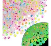 NITOPUPU 1000Pcs Glow Letter Acrylic Alphabet Beads - Glow in The Dark, 4x7 mm Round Beads for Friendship Bracelets and DIY Crafts