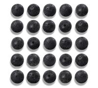 NITOPUPU 100Pcs 10mm Natural Black Volcanic Lava Gemstone Beads Round Loose Stone Beads for Jewerly Making with Crystal Stretch Cord