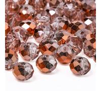 NITOPUPU 500pcs 6mm Crystal Glass Beads for Jewelry Making Faceted Rondelle Flat Beads for Bracelets Necklace Earrings DIY Crafts (Brown Flat Half-Plated Crystal Bead)