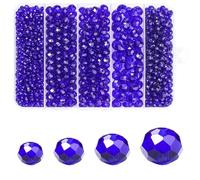 NITOPUPU 850Pcs 4/6/8/10mm Crystal Glass Beads for Jewelry Making Faceted Rondelle Flat Beads for Bracelets Necklace Earrings DIY Crafts(Navy Blue Crystal Bead)