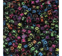 NITOPUPU 900Pcs Acrylic Letter Beads Alphabet Colorful Letter Black Cube Beads for Friendship Bracelets and Gifts Souvenir Jewelry Making(6 * 6mm Cube)