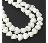 NITOPUPU About 35pcs 16mm White Stripes Heart Glass Beads for Jewelry Making Supplies Handmade Murano Lampwork Beads for Bracelets DIY Crafts Love Gifts