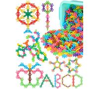 NiToy 600-Piece Rainbow Building Blocks Set with Storage Box, 9 Colours