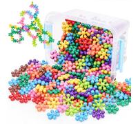 NiToy 600PCS Interlocking Snowflake Building Block(Rainbow Colors)