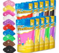 NiToy FlexiSand 19 Lbs. Moldable Self-Sticking Sand Value Pack, Never Dries Out Fun for Kids Ages 3 and Up, Bulk Refill for Sensory Sand Box Toys, Ideal for Shaping, Squeezing and Molding (10 Colors)