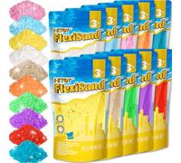 NiToy FlexiSand Value Pack 19lbs of 10 Colored Moldable Self-Sticking Sand, Never Dries Out-Fun for 3 Years and up Kids Bulk Refill for Sensory Sand Box Toys, Ideal for Shaping, Squeezing and Molding