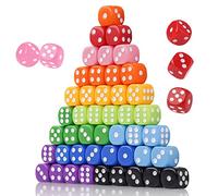 NiToy Game Dice Set 16MM 50PCS 6-Sided Solid Vintage Colors Standard Round Corner Dices for Board Game, Party, Holidays, Family Game, Math Teaching Tool Classroom Accessories RPG Dice (10 Mix Colors)