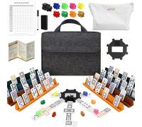 NiToy Mexican Train Dominoes Set for Adults, Double 12 Dominoes with 91 Color-Coded Tiles, Hub, 8 Silicone Racks, 9 Train Markers, Scoreboard & Carry Bags - Classic Family Board Game