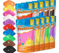 NiToy Play Sand, FlexiSand 19 Lbs. Moldable Self-Sticking Sand Value Pack, Never Dries Out Fun for Kids Ages 3 and Up, Bulk Refill for Sensory Sand Box Toys, Ideal for Shaping, Squeezing (10 Colors)