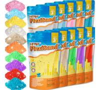 NiToy Play Sand,FlexiSand Value Pack 19lbs of 10 Colored Moldable Self-Sticking Sand, Never Dries Out-Fun for 3 Years and up Kids Bulk Refill for Sensory Sand Box Toys, Ideal for Shaping