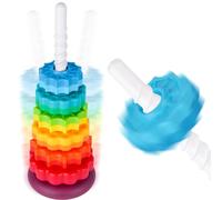NiToy Spinning Stacking Toy for Kids, Rainbow Tower Dual-Color Spinning Wheels Premium Strong BPA-Free ABS Plastic Early Education Fun Learning and Engaging Brain Development Toys (Large 6th Floor)