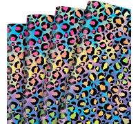NITPOG 12 Sheets 20 x 28 Inches Rainbow Cheetah Wrapping Paper Neon Leopard Print Gift Wrapping Paper for Baby Shower Birthday Party Decor