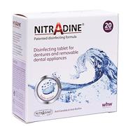 Nitradine - 20 Tablets for Cleaning & Disinfecting Dentures & Orthodontic Dental Appliances - 10 Weeks Supply