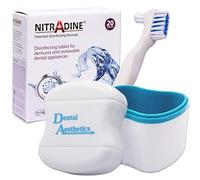 Nitradine, Dental Bath & Brush - 20 Tablets for Cleaning & Disinfecting (Blue Bath)
