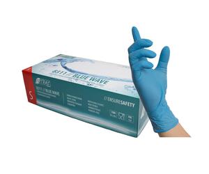 Nitras 8311 Blue Wave 832-L Disposable Nitrile Gloves Size L (Pack of 100)