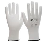 Nitras Assembly and work gloves 6200, colour: white, 12 pairs, size: XL (9) or XXL (10), with partial coating on palm and fingertips and knitted belt