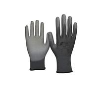 Nitras Assembly and work gloves 6205, colour: grey, 12 pairs, size: XL (9) or XXL (10), with partial coating on palm and fingertips as well as a knitted belt (9)