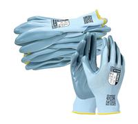 NITREX 250BU Blue, General Handling Safety Gloves, Abrasion Resistant Nitrile Palm Coating, Polyester Liner, Enhanced Grip, Mechanical and Industrial Protection - 10 Pairs, Size 8